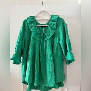 NWT - Green Ruffled Tiered Women's Blouse